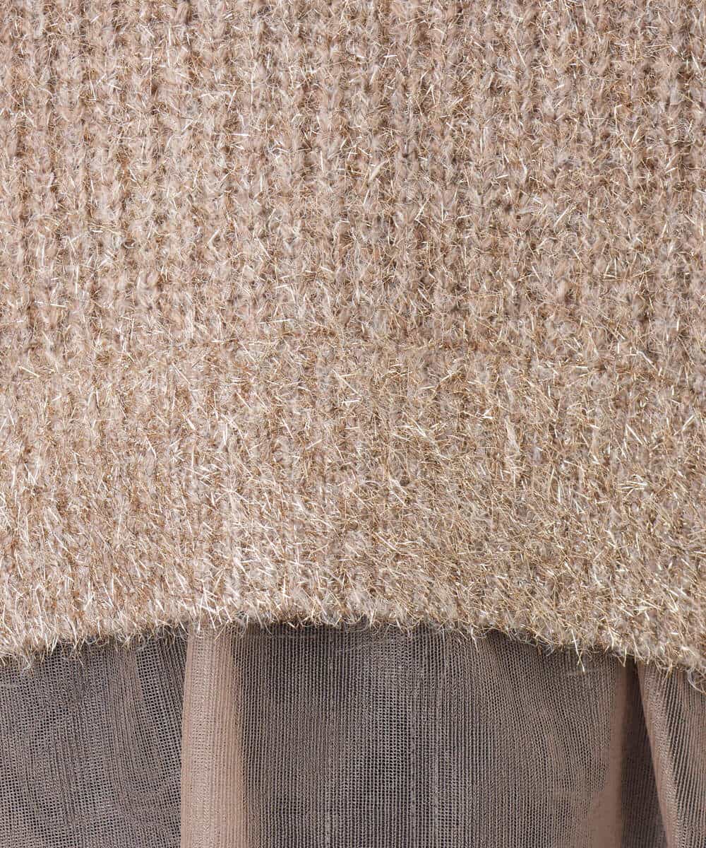 FKFDD61180 MK MICHEL KLEIN(MK ミッシェルクラン) ミニフリルデザインキラキラニット/洗える モカ