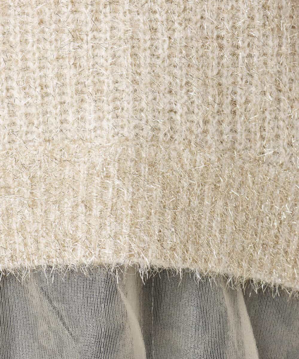 FKFDD61180 MK MICHEL KLEIN(MK ミッシェルクラン) ミニフリルデザインキラキラニット/洗える モカ