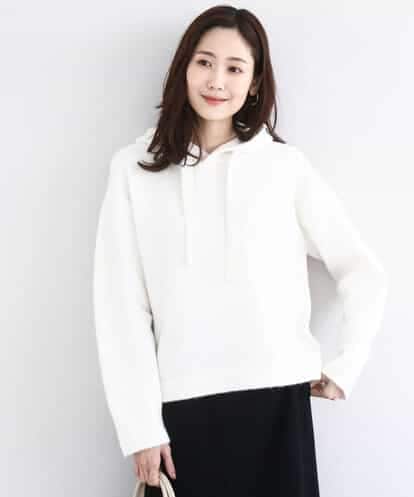 FKFDD62150 MK MICHEL KLEIN クロップド丈ニットフーディー/洗える