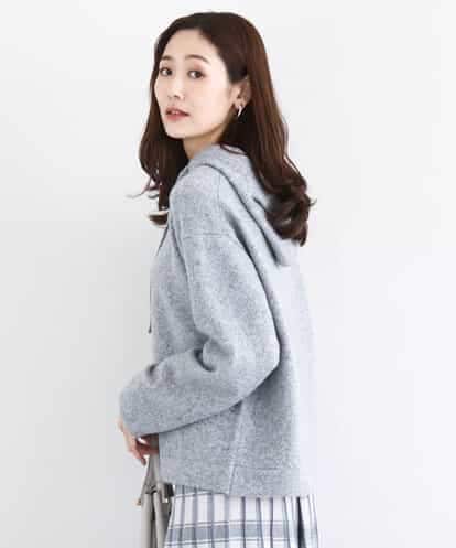 FKFDD62150 MK MICHEL KLEIN クロップド丈ニットフーディー/洗える