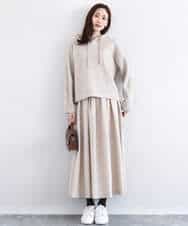 FKFDD62150 MK MICHEL KLEIN(MK ミッシェルクラン) クロップド丈ニットフーディー/洗える グレー