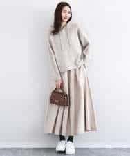 FKFDD62150 MK MICHEL KLEIN(MK ミッシェルクラン) クロップド丈ニットフーディー/洗える グレー