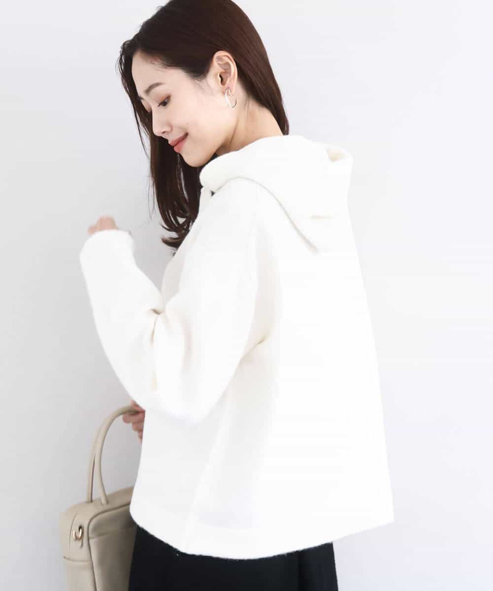 FKFDD62150 MK MICHEL KLEIN(MK ミッシェルクラン) クロップド丈ニットフーディー/洗える グレー