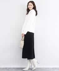 FKFDD62150 MK MICHEL KLEIN(MK ミッシェルクラン) クロップド丈ニットフーディー/洗える グレー