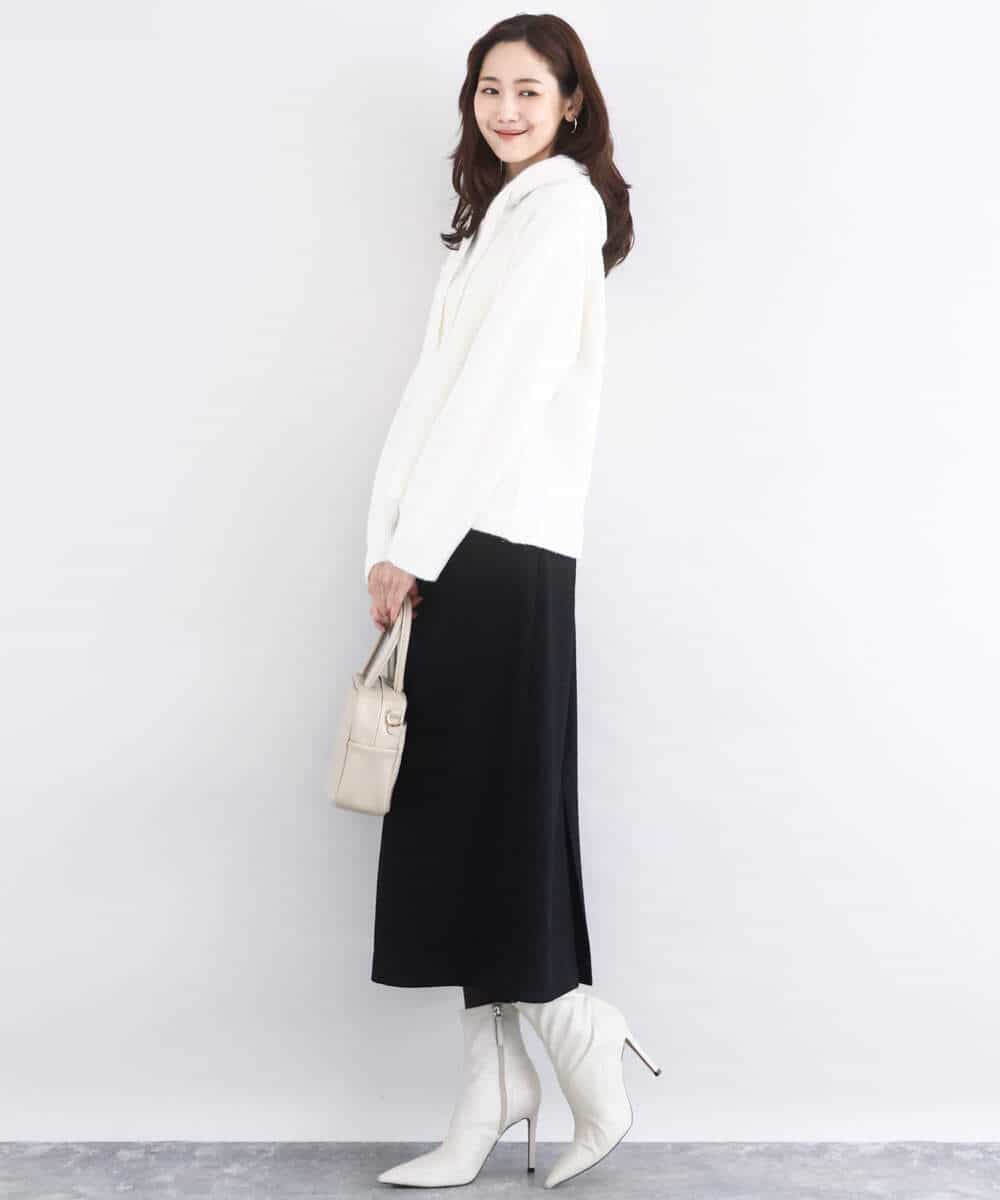 FKFDD62150 MK MICHEL KLEIN(MK ミッシェルクラン) クロップド丈ニットフーディー/洗える グレー