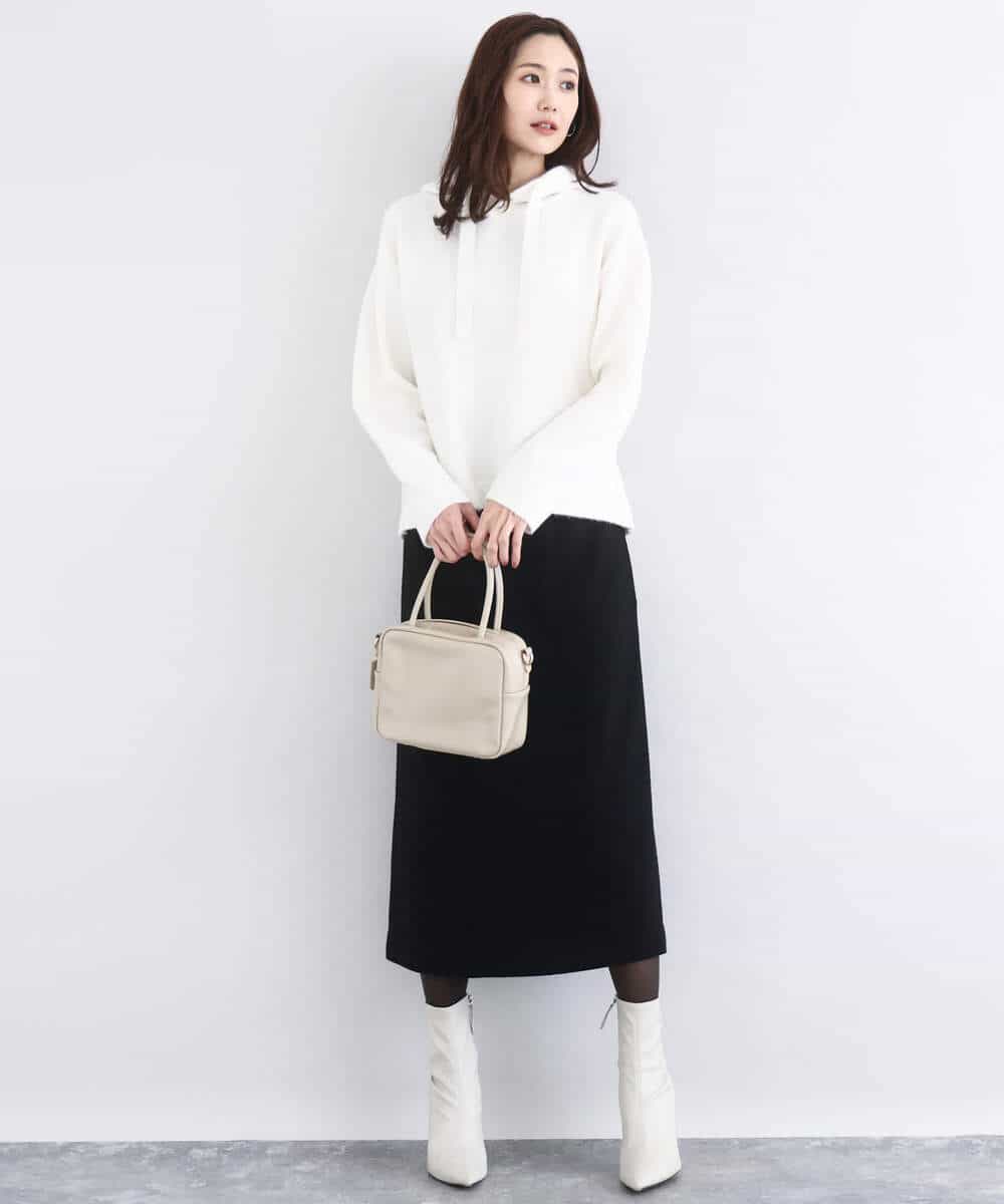 FKFDD62150 MK MICHEL KLEIN(MK ミッシェルクラン) クロップド丈ニットフーディー/洗える グレー