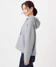 FKFDD62150 MK MICHEL KLEIN(MK ミッシェルクラン) クロップド丈ニットフーディー/洗える グレー