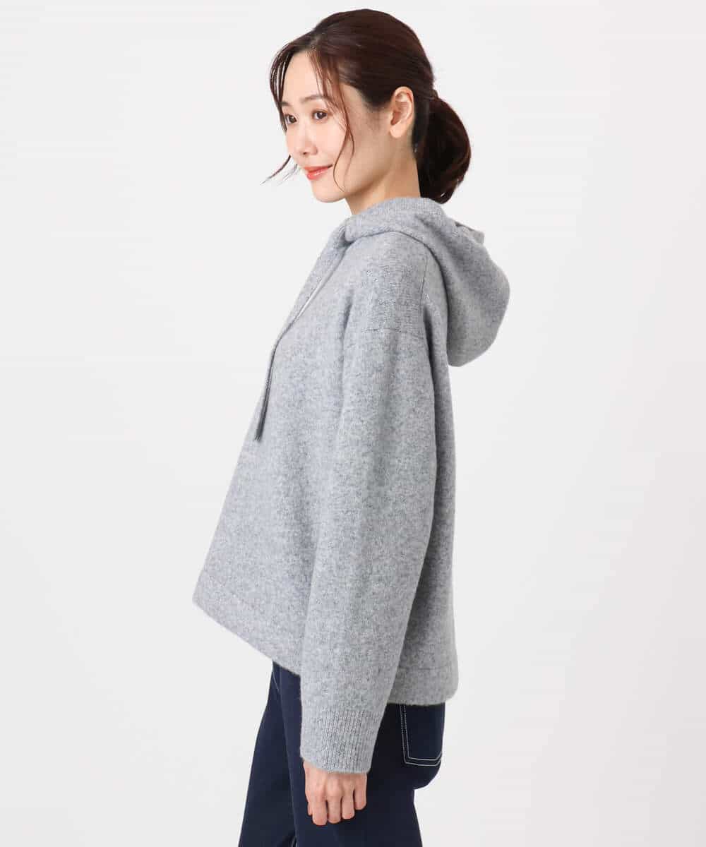 FKFDD62150 MK MICHEL KLEIN(MK ミッシェルクラン) クロップド丈ニットフーディー/洗える グレー