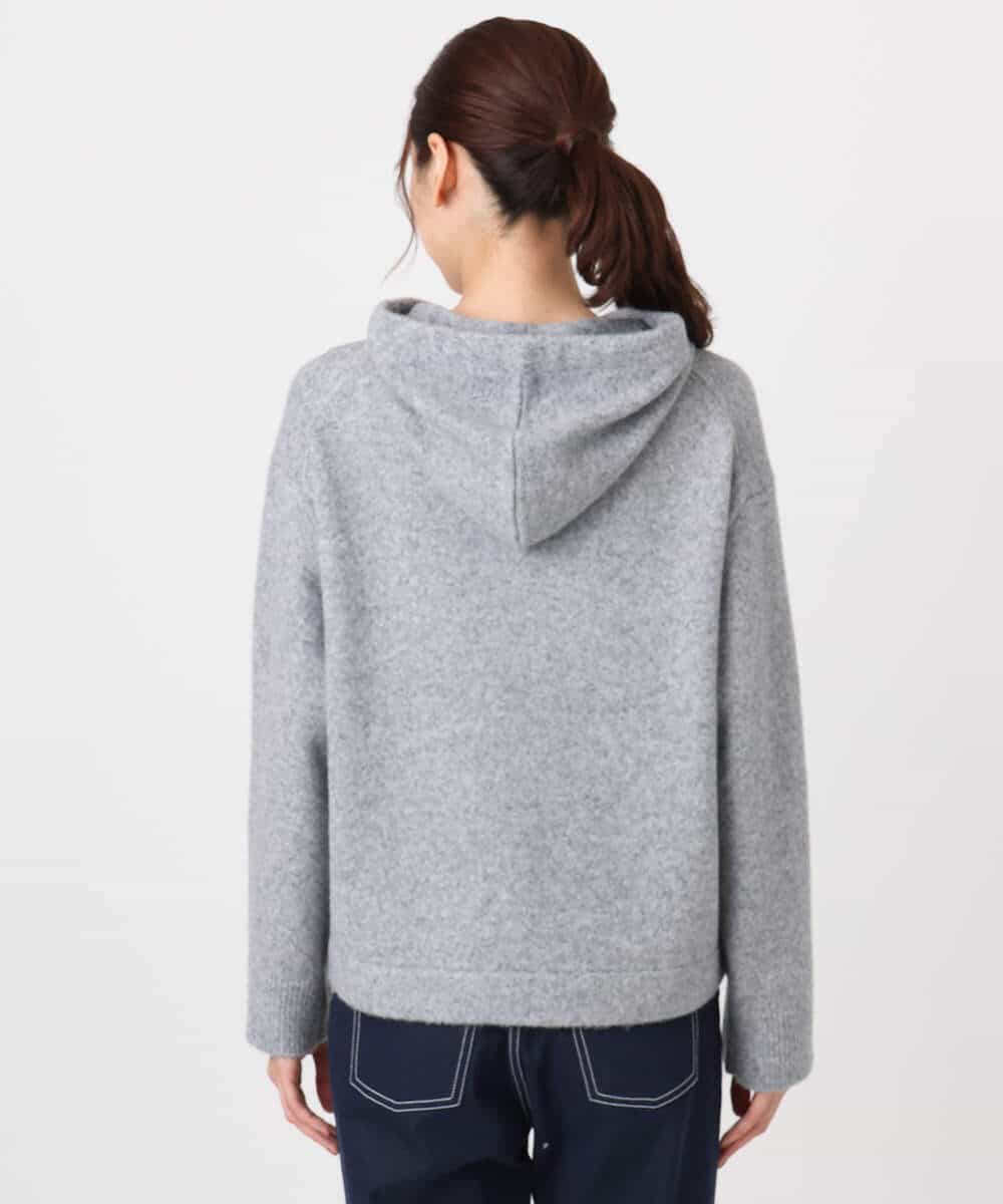 FKFDD62150 MK MICHEL KLEIN(MK ミッシェルクラン) クロップド丈ニットフーディー/洗える グレー