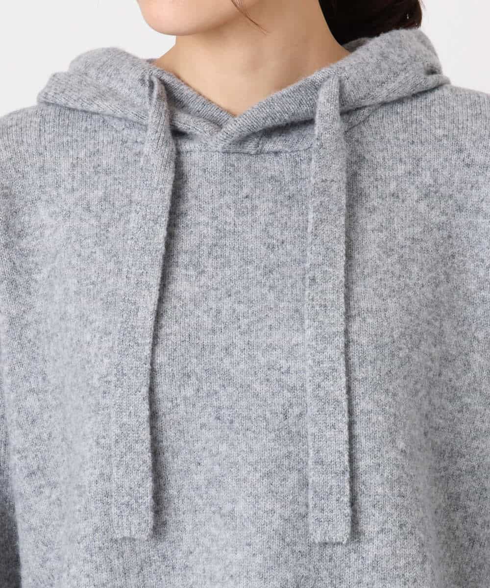 FKFDD62150 MK MICHEL KLEIN(MK ミッシェルクラン) クロップド丈ニットフーディー/洗える グレー