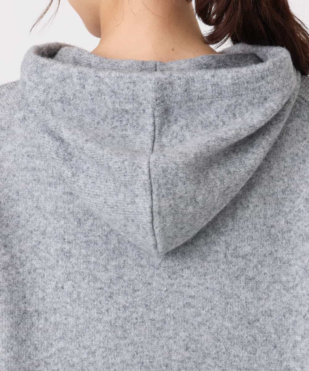 FKFDD62150 MK MICHEL KLEIN(MK ミッシェルクラン) クロップド丈ニットフーディー/洗える グレー