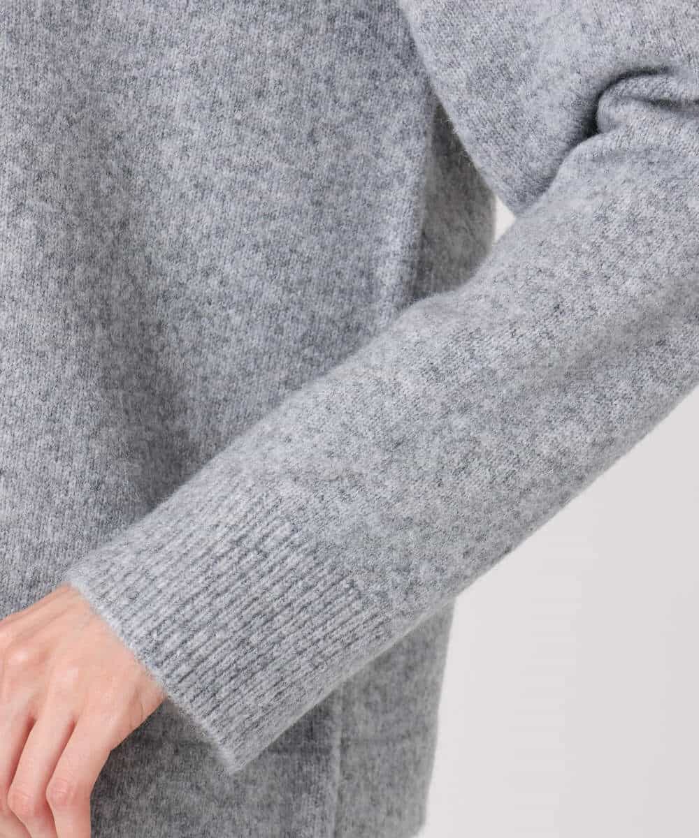 FKFDD62150 MK MICHEL KLEIN(MK ミッシェルクラン) クロップド丈ニットフーディー/洗える グレー