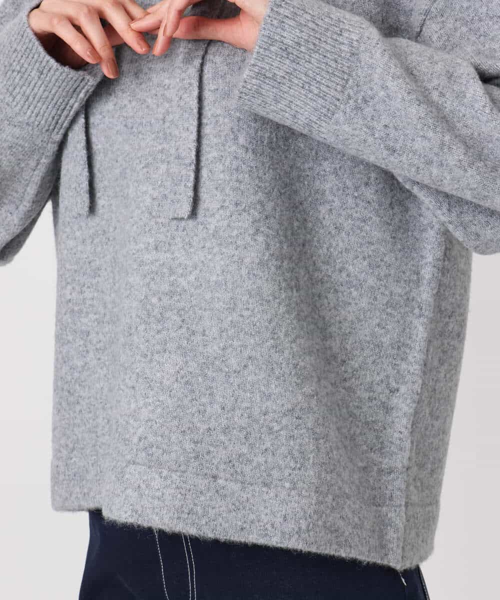 FKFDD62150 MK MICHEL KLEIN(MK ミッシェルクラン) クロップド丈ニットフーディー/洗える グレー