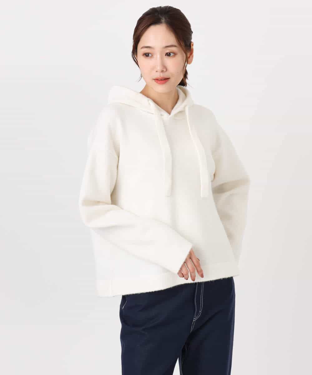 FKFDD62150 MK MICHEL KLEIN(MK ミッシェルクラン) クロップド丈ニットフーディー/洗える グレー