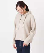 FKFDD62150 MK MICHEL KLEIN(MK ミッシェルクラン) クロップド丈ニットフーディー/洗える グレー