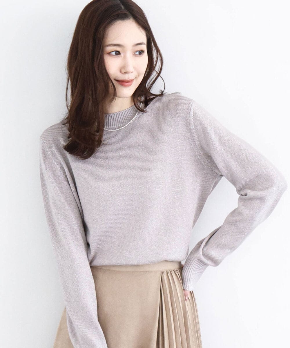 FKFDD63130 MK MICHEL KLEIN(MK ミッシェルクラン) キラキラ ラメニットプルオーバー/洗える サーモンオレンジ