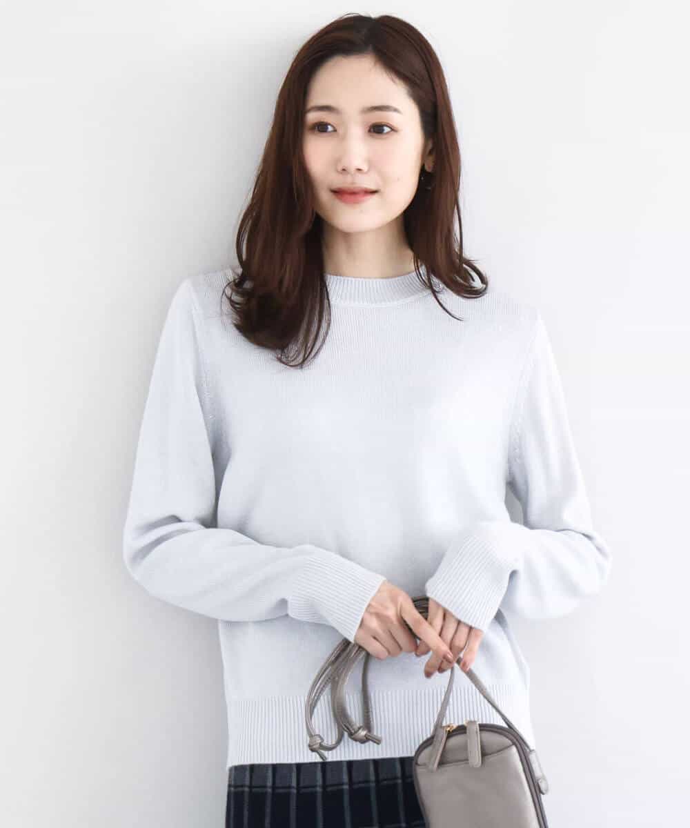 FKFDD63130 MK MICHEL KLEIN(MK ミッシェルクラン) キラキラ ラメニットプルオーバー/洗える サーモンオレンジ