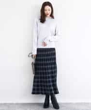 FKFDD63130 MK MICHEL KLEIN(MK ミッシェルクラン) キラキラ ラメニットプルオーバー/洗える サーモンオレンジ