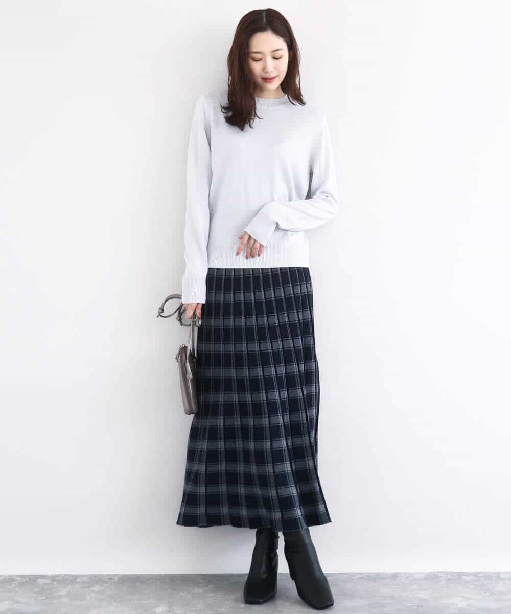 FKFDD63130 MK MICHEL KLEIN(MK ミッシェルクラン) キラキラ ラメニットプルオーバー/洗える サーモンオレンジ