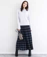 FKFDD63130 MK MICHEL KLEIN(MK ミッシェルクラン) キラキラ ラメニットプルオーバー/洗える サーモンオレンジ