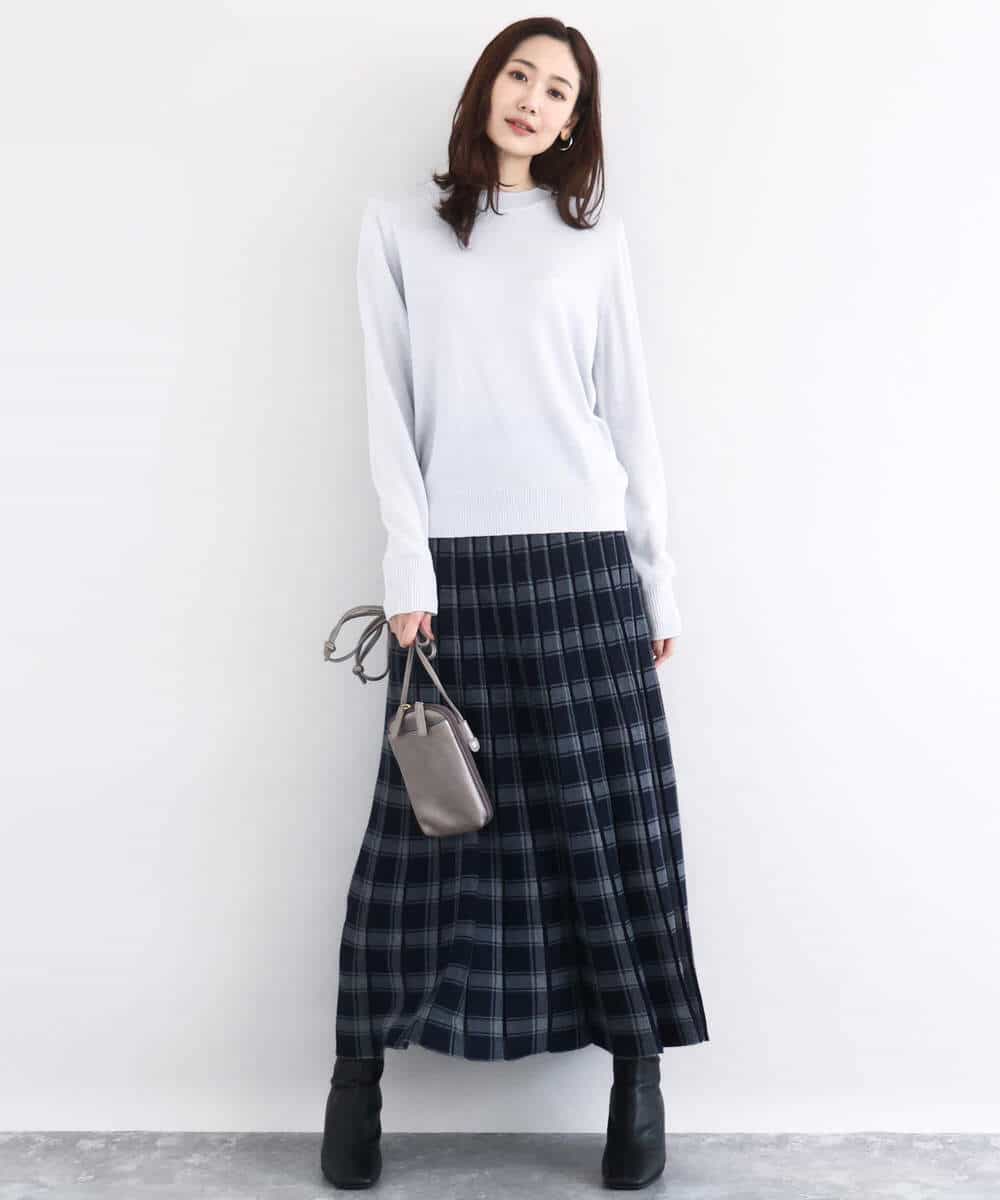 FKFDD63130 MK MICHEL KLEIN(MK ミッシェルクラン) キラキラ ラメニットプルオーバー/洗える サーモンオレンジ