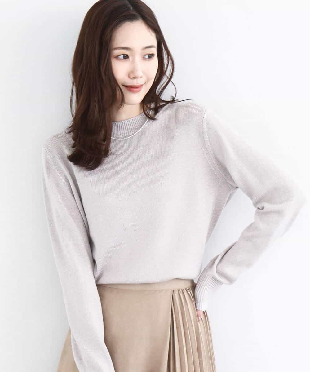 FKFDD63130 MK MICHEL KLEIN(MK ミッシェルクラン) キラキラ ラメニットプルオーバー/洗える サーモンオレンジ