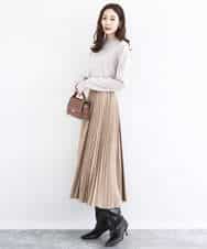 FKFDD63130 MK MICHEL KLEIN(MK ミッシェルクラン) キラキラ ラメニットプルオーバー/洗える サーモンオレンジ