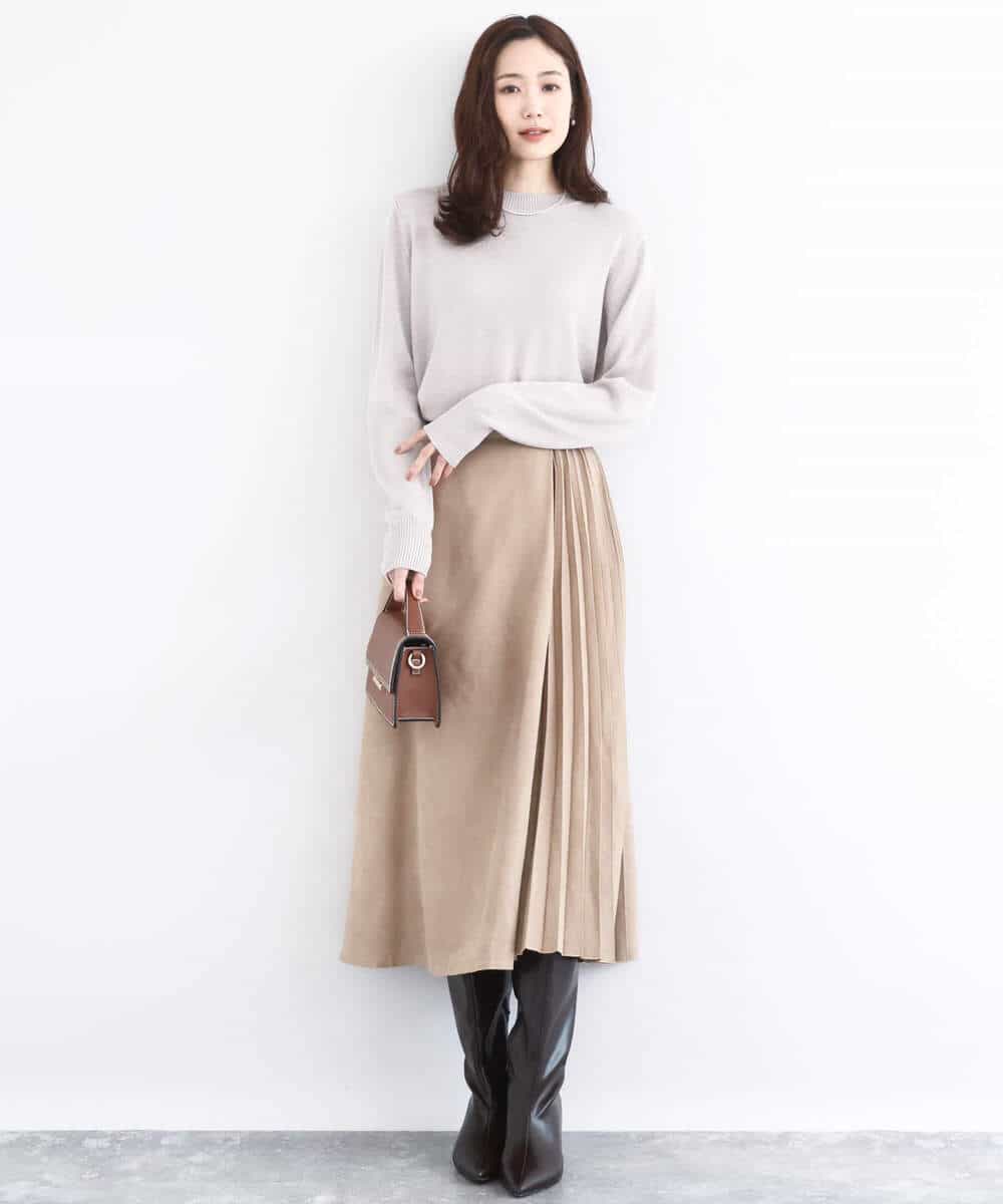 FKFDD63130 MK MICHEL KLEIN(MK ミッシェルクラン) キラキラ ラメニットプルオーバー/洗える サーモンオレンジ