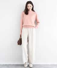 FKFDD63130 MK MICHEL KLEIN(MK ミッシェルクラン) キラキラ ラメニットプルオーバー/洗える サーモンオレンジ