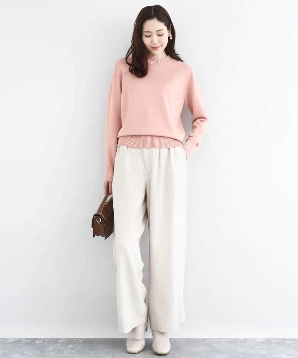 FKFDD63130 MK MICHEL KLEIN(MK ミッシェルクラン) キラキラ ラメニットプルオーバー/洗える サーモンオレンジ