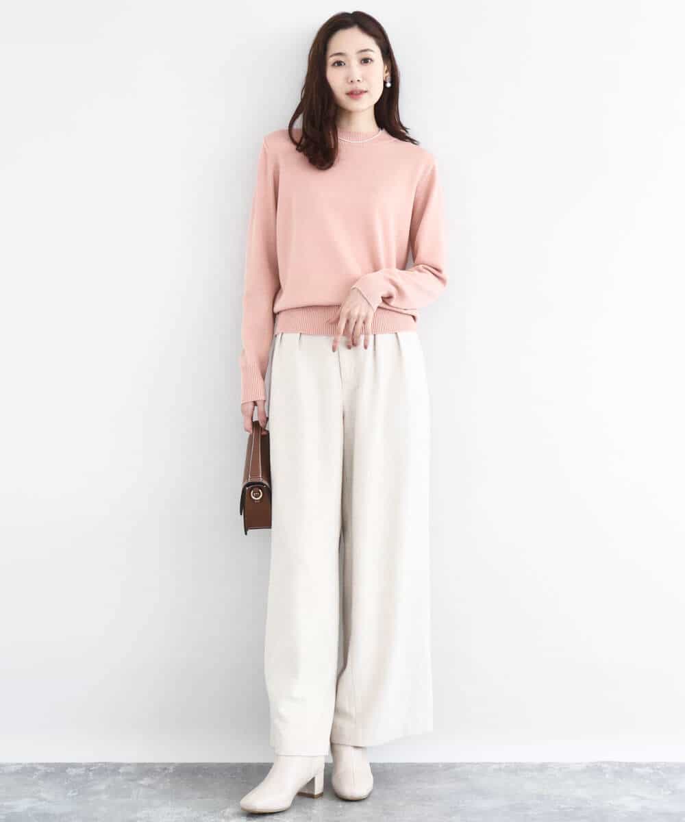 FKFDD63130 MK MICHEL KLEIN(MK ミッシェルクラン) キラキラ ラメニットプルオーバー/洗える サーモンオレンジ