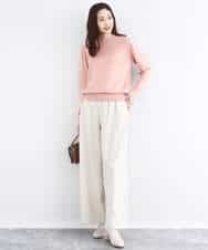 FKFDD63130 MK MICHEL KLEIN(MK ミッシェルクラン) キラキラ ラメニットプルオーバー/洗える サーモンオレンジ