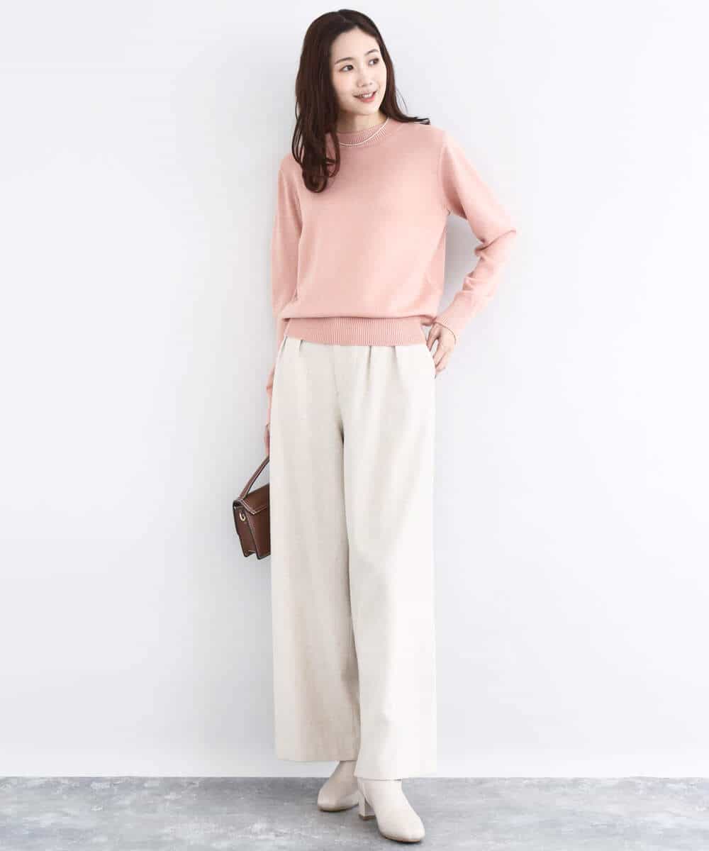 FKFDD63130 MK MICHEL KLEIN(MK ミッシェルクラン) キラキラ ラメニットプルオーバー/洗える サーモンオレンジ