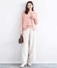 FKFDD63130 MK MICHEL KLEIN(MK ミッシェルクラン) キラキラ ラメニットプルオーバー/洗える サーモンオレンジ