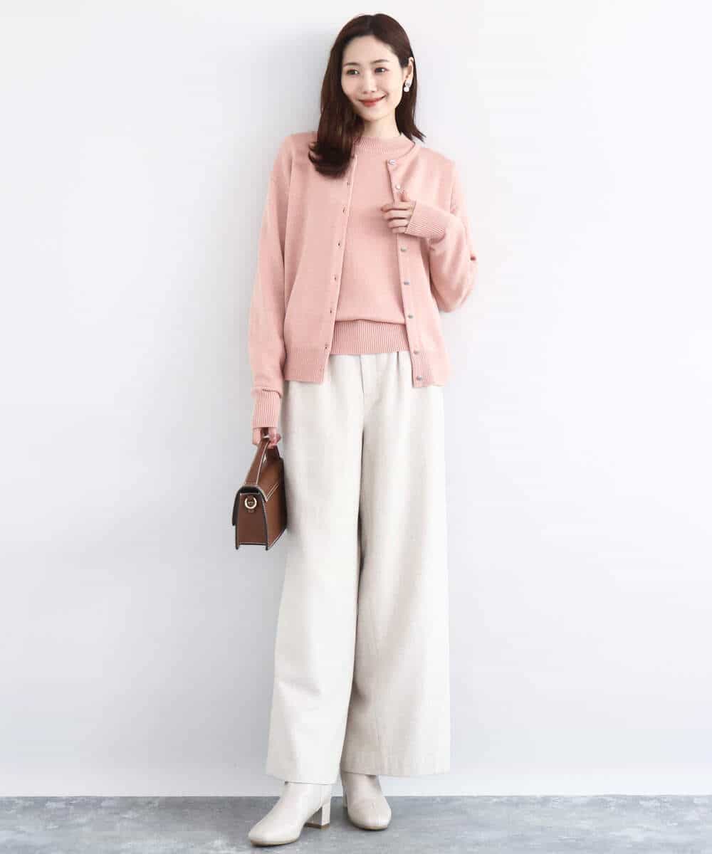 FKFDD63130 MK MICHEL KLEIN(MK ミッシェルクラン) キラキラ ラメニットプルオーバー/洗える サーモンオレンジ