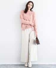 FKFDD63130 MK MICHEL KLEIN(MK ミッシェルクラン) キラキラ ラメニットプルオーバー/洗える サーモンオレンジ