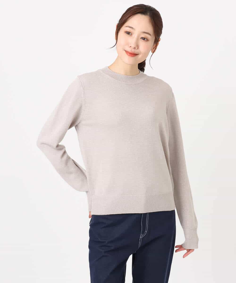 FKFDD63130 MK MICHEL KLEIN(MK ミッシェルクラン) キラキラ ラメニットプルオーバー/洗える サーモンオレンジ