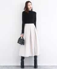 FKFDD64130 MK MICHEL KLEIN(MK ミッシェルクラン) 千鳥格子柄シフォンレイヤード風ハイゲージニット/洗える ブルー