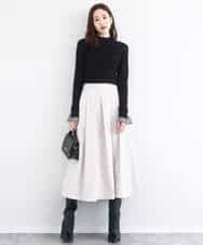 FKFDD64130 MK MICHEL KLEIN(MK ミッシェルクラン) 千鳥格子柄シフォンレイヤード風ハイゲージニット/洗える ブルー