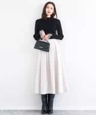 FKFDD64130 MK MICHEL KLEIN(MK ミッシェルクラン) 千鳥格子柄シフォンレイヤード風ハイゲージニット/洗える ブルー