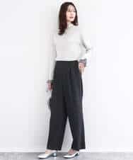 FKFDD64130 MK MICHEL KLEIN(MK ミッシェルクラン) 千鳥格子柄シフォンレイヤード風ハイゲージニット/洗える ブルー