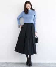 FKFDD64130 MK MICHEL KLEIN(MK ミッシェルクラン) 千鳥格子柄シフォンレイヤード風ハイゲージニット/洗える ブルー