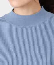 FKFDD64130 MK MICHEL KLEIN(MK ミッシェルクラン) 千鳥格子柄シフォンレイヤード風ハイゲージニット/洗える ブルー