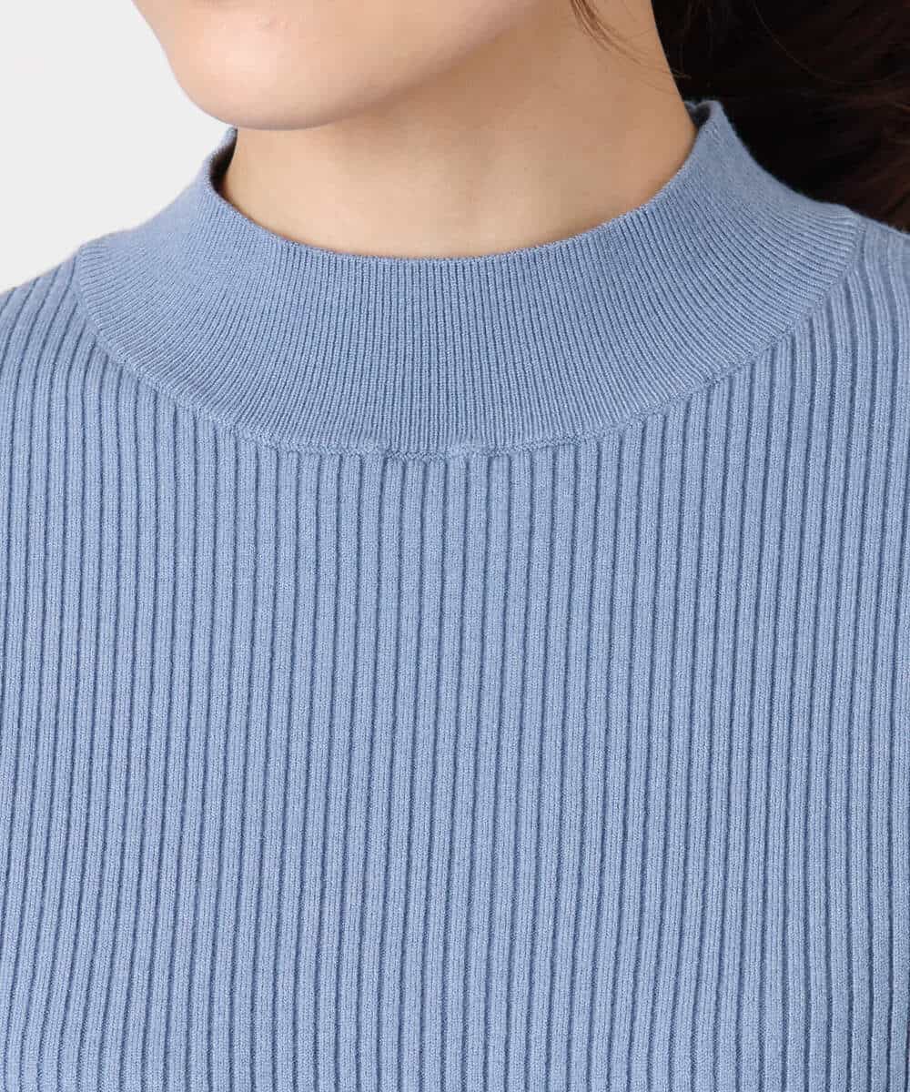 FKFDD64130 MK MICHEL KLEIN(MK ミッシェルクラン) 千鳥格子柄シフォンレイヤード風ハイゲージニット/洗える ブルー