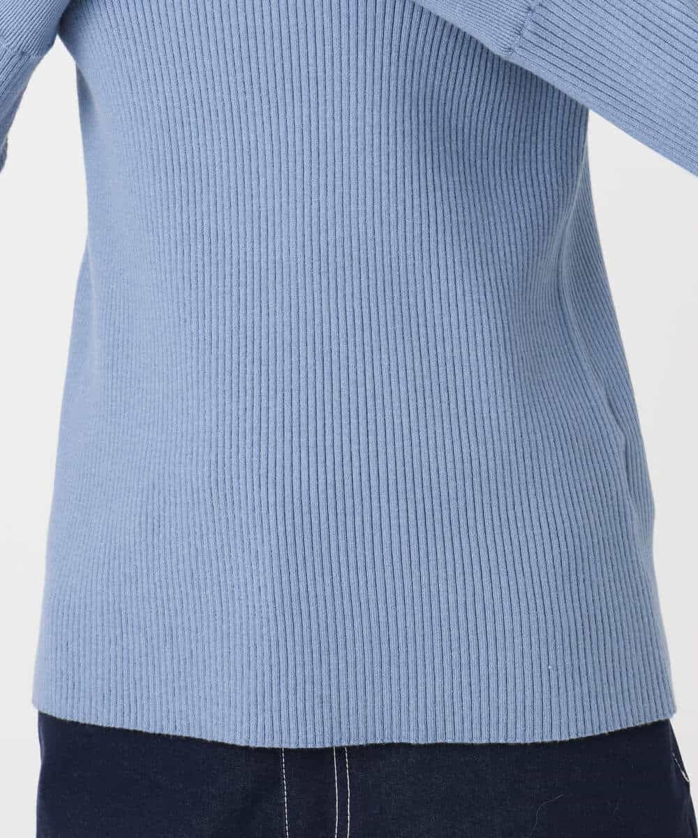 FKFDD64130 MK MICHEL KLEIN(MK ミッシェルクラン) 千鳥格子柄シフォンレイヤード風ハイゲージニット/洗える ブルー