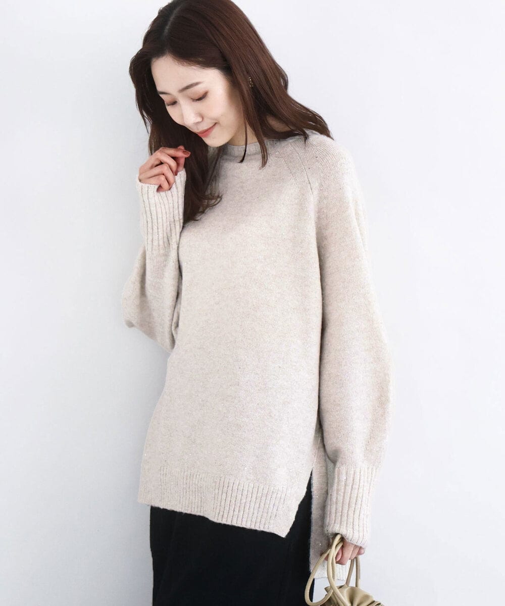 FKFDD65150 MK MICHEL KLEIN(MK ミッシェルクラン) ミニスパンコールキラキラニット/洗える ライトブルー