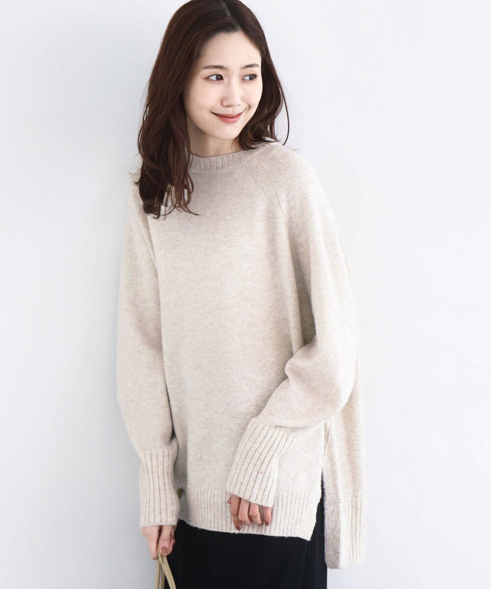 FKFDD65150 MK MICHEL KLEIN(MK ミッシェルクラン) ミニスパンコールキラキラニット/洗える ベージュ