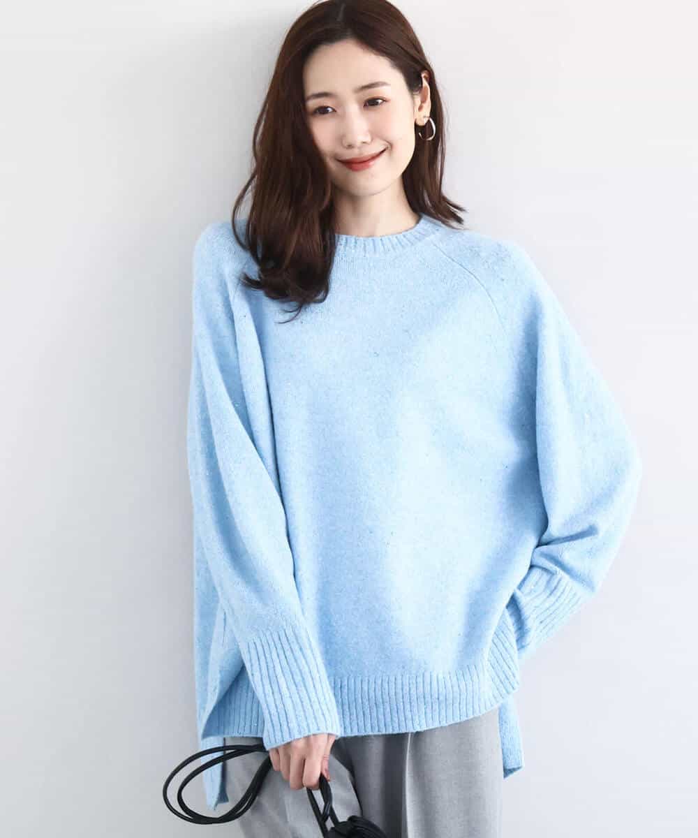 FKFDD65150 MK MICHEL KLEIN(MK ミッシェルクラン) ミニスパンコールキラキラニット/洗える ライトブルー