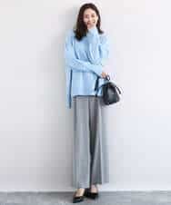 FKFDD65150 MK MICHEL KLEIN(MK ミッシェルクラン) ミニスパンコールキラキラニット/洗える ライトブルー