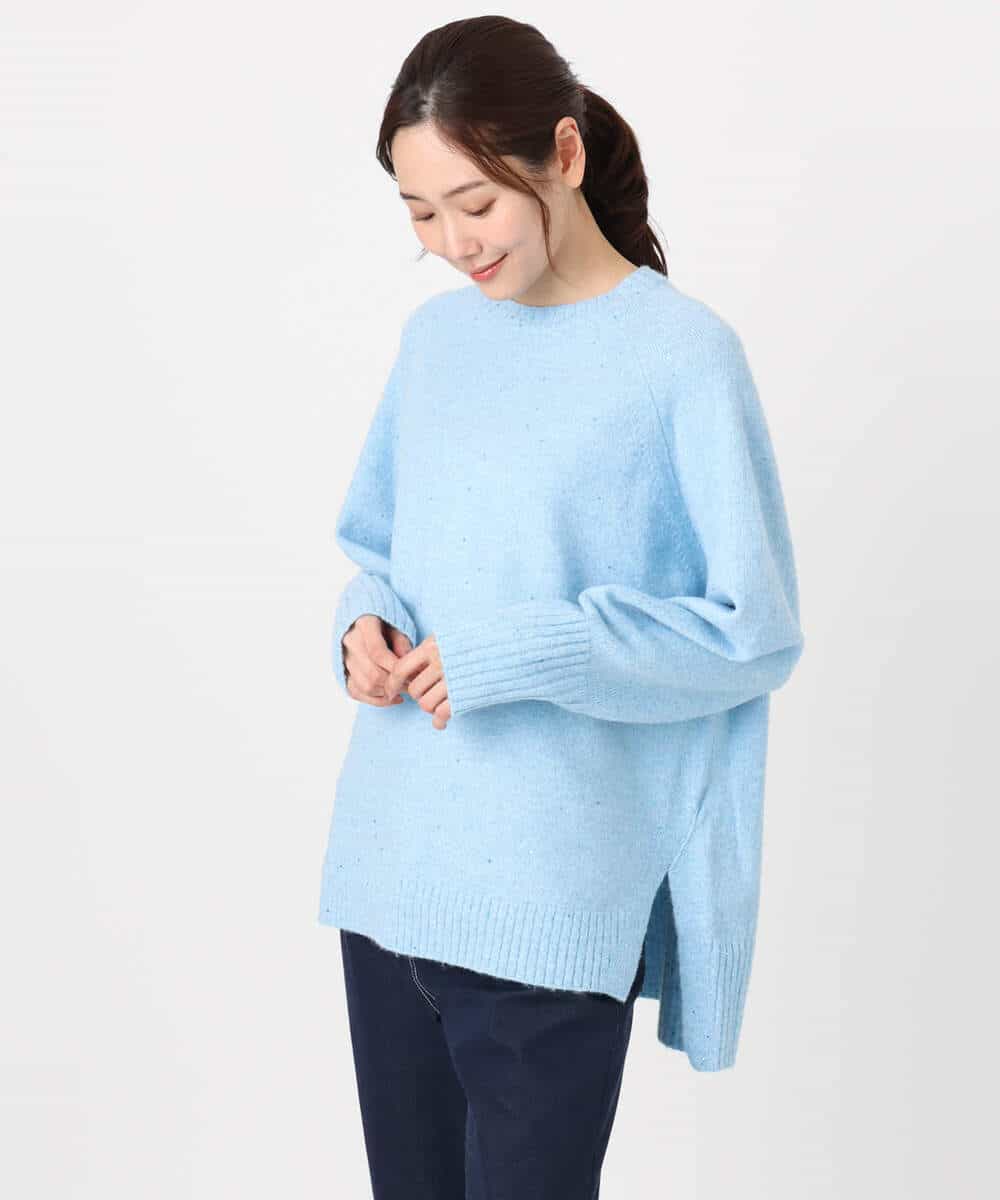 FKFDD65150 MK MICHEL KLEIN(MK ミッシェルクラン) ミニスパンコールキラキラニット/洗える ライトブルー